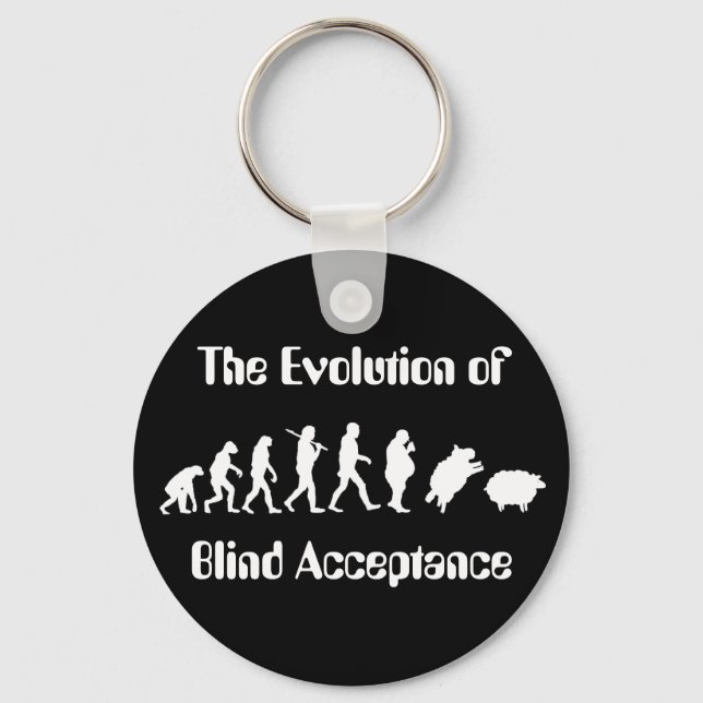 Funny Evolution of Man Parody Keychain (Front)