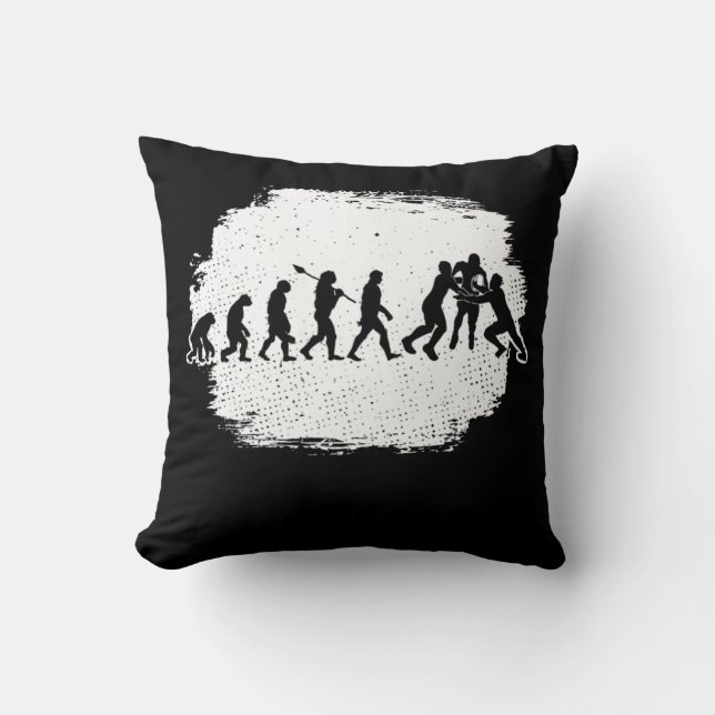 Funny Evolution Of Rugby Throw Pillow (Front)