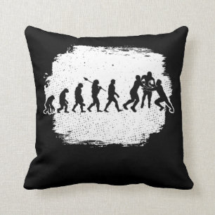 Funny Evolution Of Rugby Throw Pillow