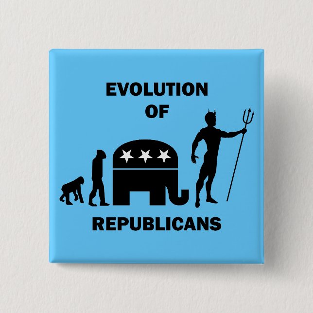 Funny evolution Republican 2 Inch Square Button (Front)