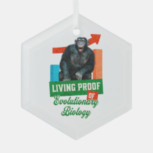 Funny Evolutionary Biology Chimp Humour Glass Ornament