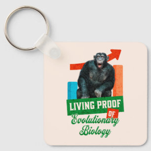 Funny Evolutionary Biology Chimp Humour Keychain