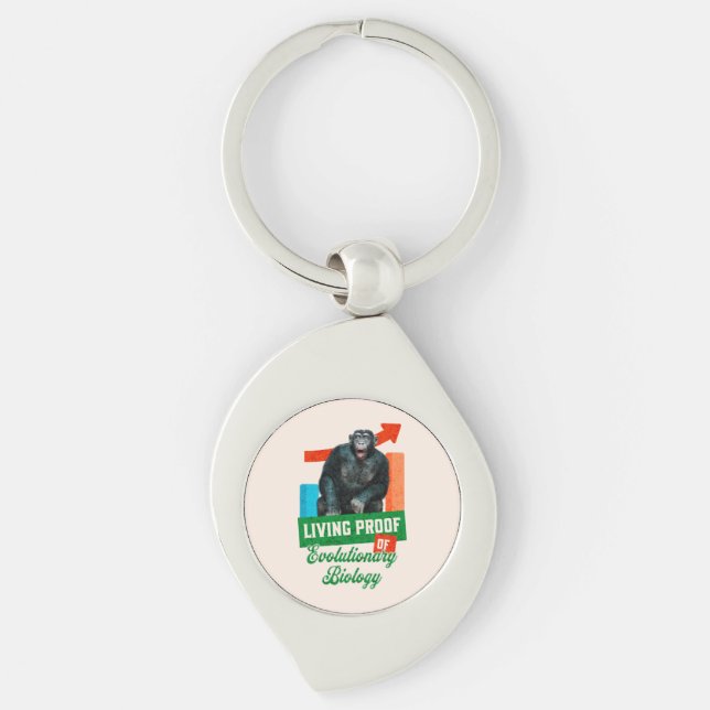 Funny Evolutionary Biology Chimp Humour Keychain (Front)