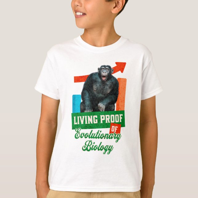 Funny Evolutionary Biology Chimp Humour T-Shirt (Front)