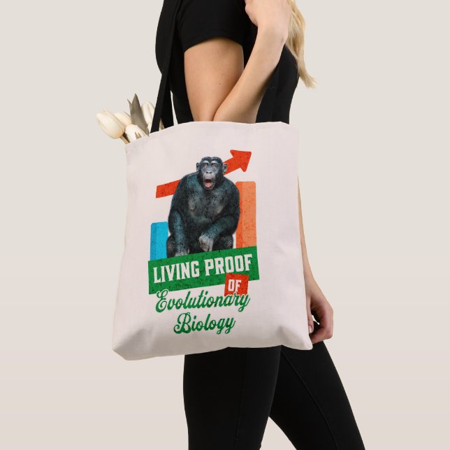 Funny Evolutionary Biology Chimp Humour Tote Bag (Close Up)