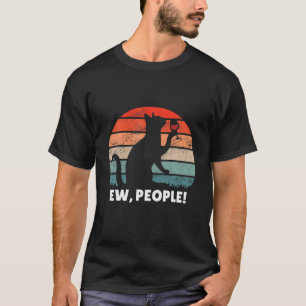 Funny Ew People Cat Drinking Red Wine Vintage Retr T-Shirt