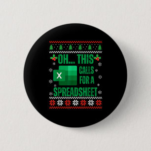 Funny Excel Spreadsheets Christmas Sweater Lover A 2 Inch Round Button