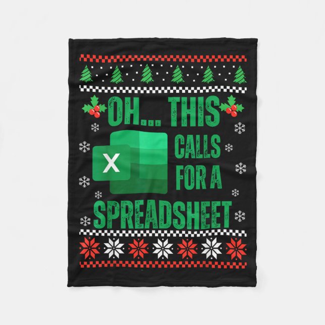 Funny Excel Spreadsheets Christmas Sweater Lover A Fleece Blanket (Front)