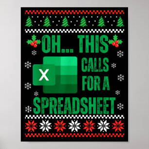 Funny Excel Spreadsheets Christmas Sweater Lover A Poster