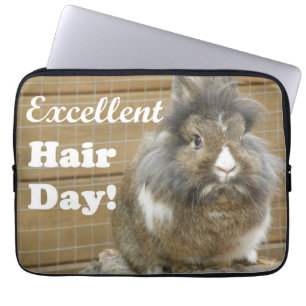Funny "Excellent Hair Day" for Rabbit Laptop Sleeve