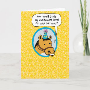 Funny Excited Horse Birthday Card