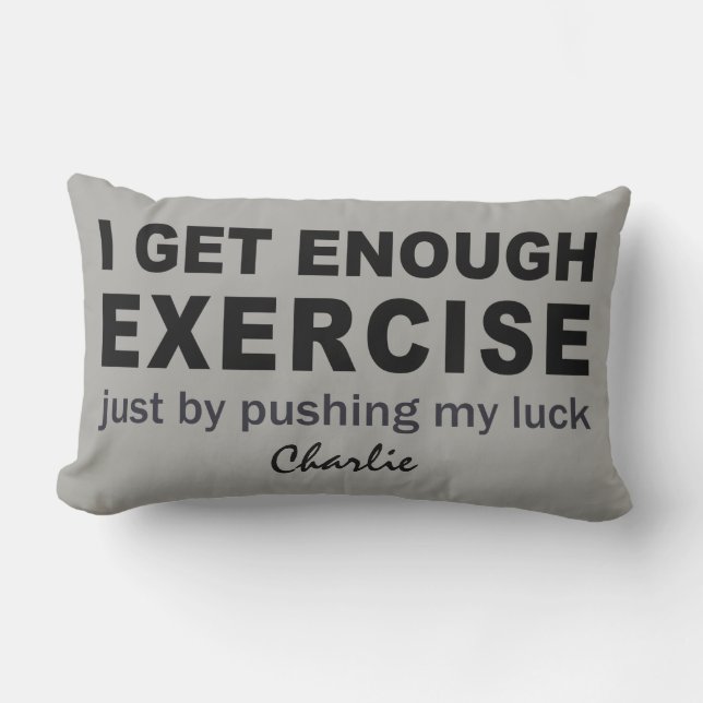 Funny Exercise custom name & colour throw pillows (Front)