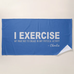 Funny Exercise custom name & colour towel