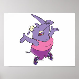 funny exercising rhino work out cartoon poster