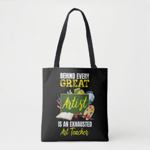 Funny Exhausted Art Teacher Back to School Tote Bag