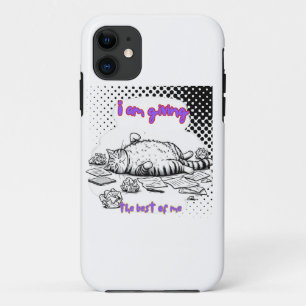 Funny Exhausted Cat T-Shirt – Giving My Best iPhone 11 Case