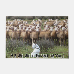Funny Expecting You Sheep Flock CHANGE TEXT Doormat
