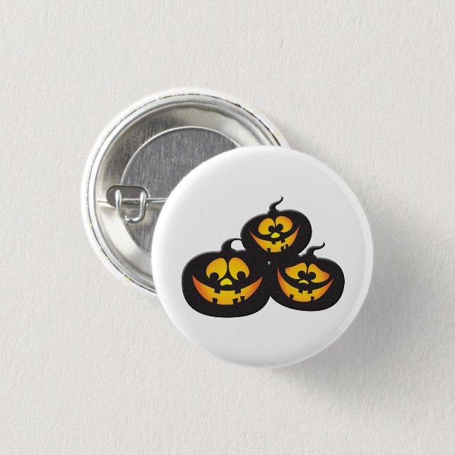 Funny Expressions Halloween Pumpkins 1 Inch Round Button (Front & Back)