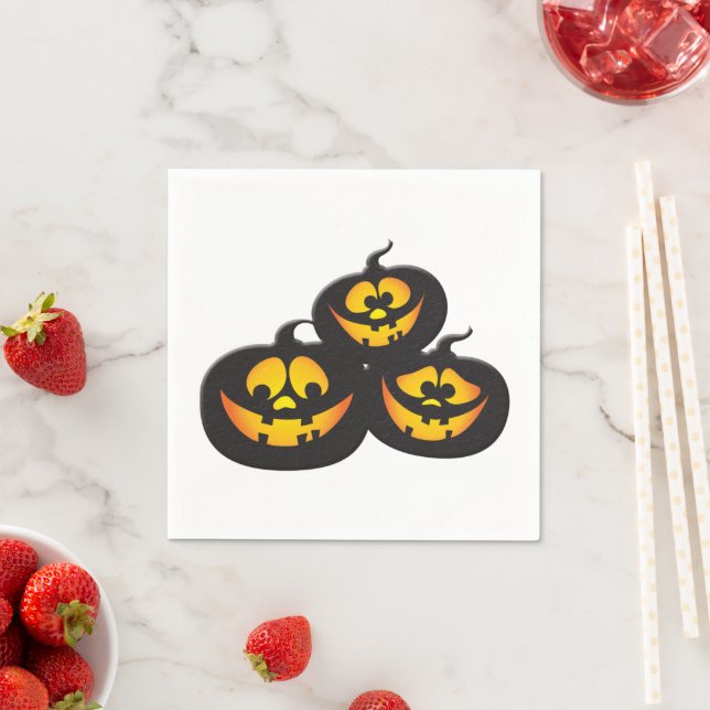 Funny Expressions Halloween Pumpkins Napkin (Insitu)
