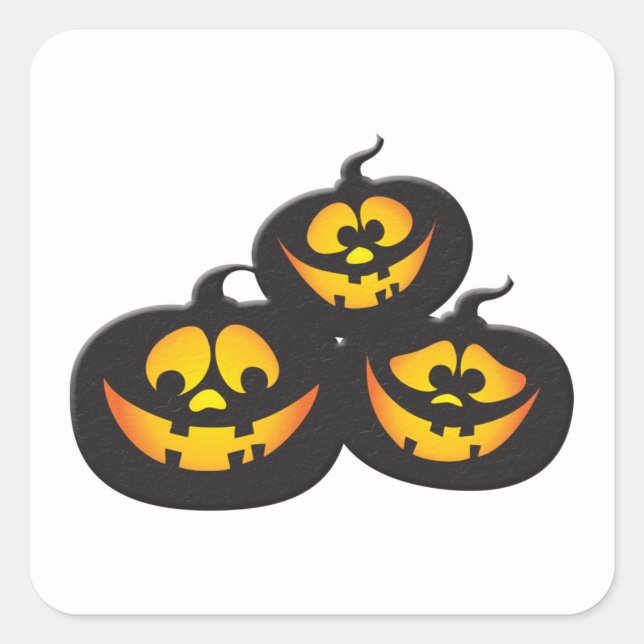 Funny Expressions Halloween Pumpkins Square Sticker (Front)