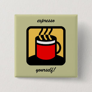 Funny expresso coffee 2 inch square button