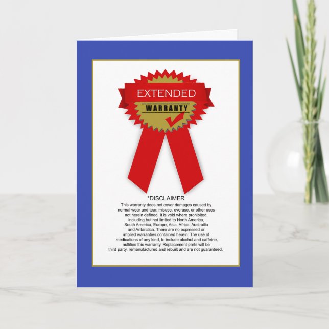 Funny Extended Warranty Birthday Card (Front)