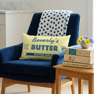 Funny Extra Salty Stick of Butter Personalized Lumbar Pillow