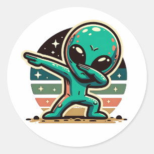 Funny Extraterrestrial Alien Dabbing Classic Round Sticker
