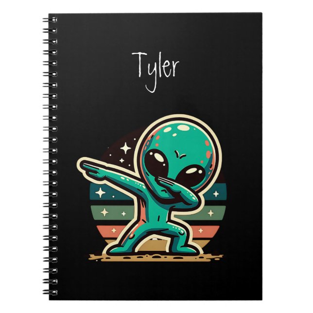 Funny Extraterrestrial Alien Dabbing Personalized Notebook (Front)