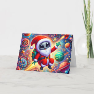 Funny Extratressial Santa Claus Christmas Holiday Card