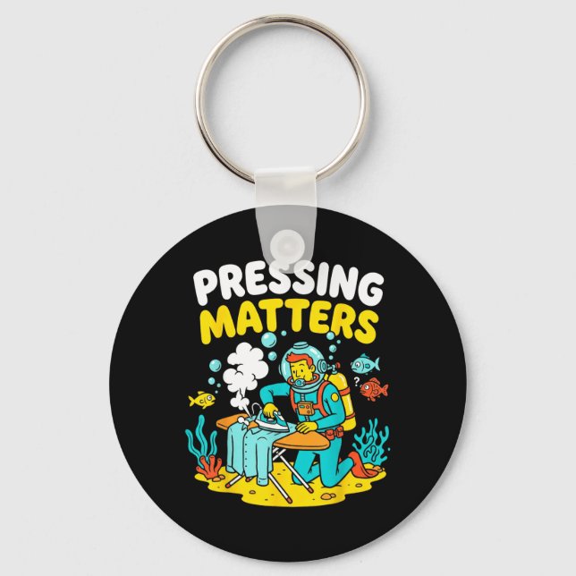 Funny Extreme Ironing Scuba Diver Pressing s Keychain (Front)