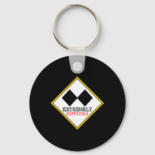 Funny Extremely Difficult Double Black Diamond Ski Keychain