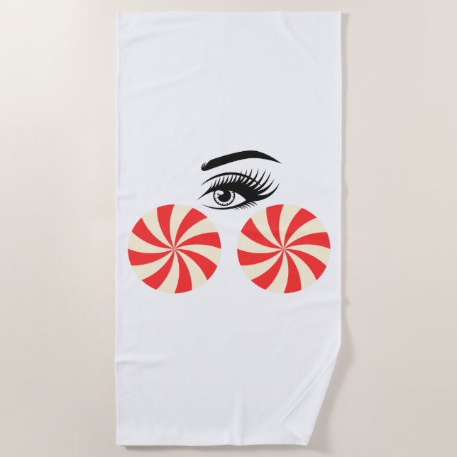 Funny Eye Candy Beach Towel for Women (Front)