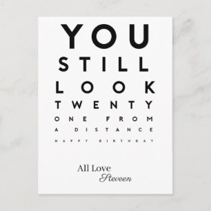 Funny Eye Chart Birthday Card - Sarcastic "Look Tw