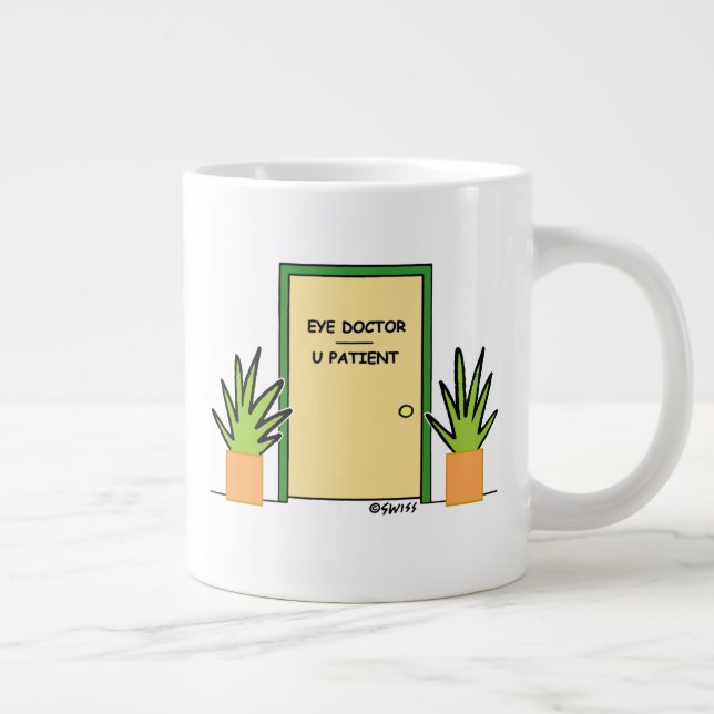 Funny Eye Doctor Optometrist Office Cartoon Coffee Large Coffee Mug (Right)
