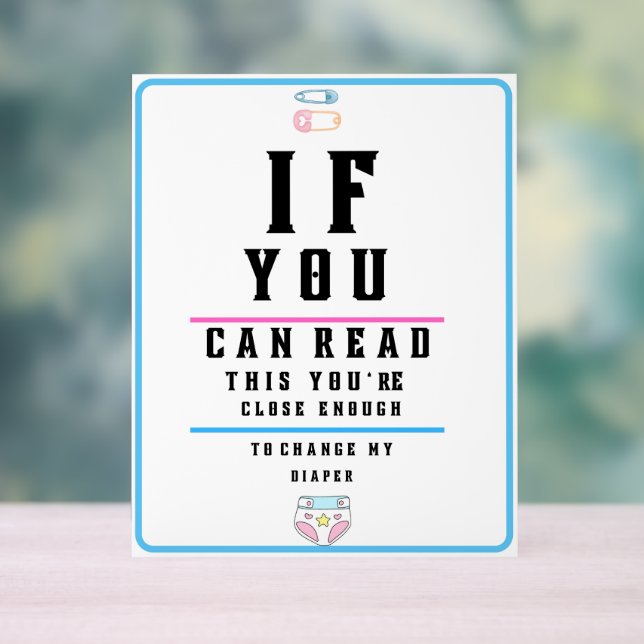 Funny Eye Test Chart Change my Diaper  (Neutral)