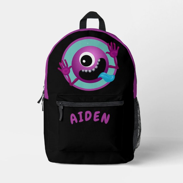 FUNNY EYEBALL MONSTER KIDS Personalized  Printed Backpack (Front)