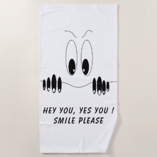 Funny Eyes Beach Towel Custom Text and Colour