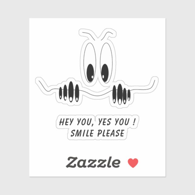 Funny Eyes Sticker Smile - Custom Text (Sheet)