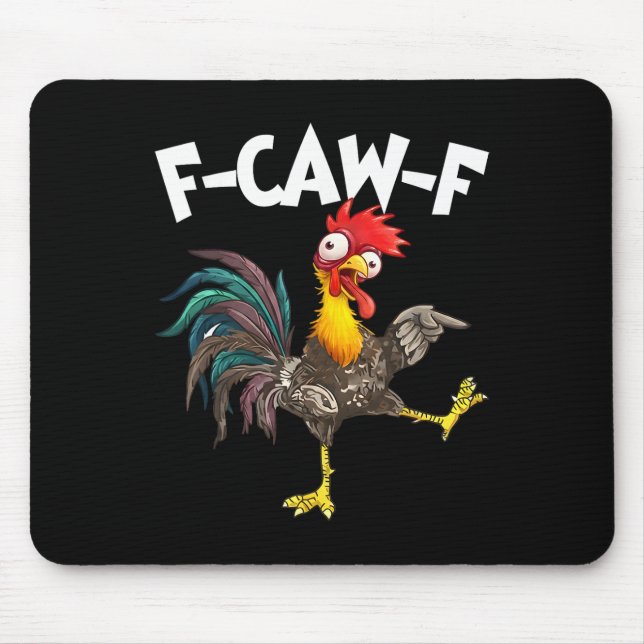 Funny F-awk-f Chicken F-caw-f Rooster Pun Retro _1 Mouse Pad (Front)
