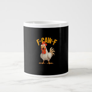 Funny F-Awk-F Chicken F-Caw-F Rooster Pun Retro Vi Large Coffee Mug