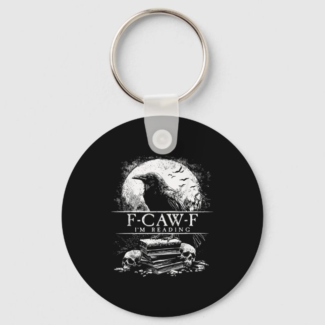 Funny F-caw-f Books Skulls Gothic  Keychain (Front)
