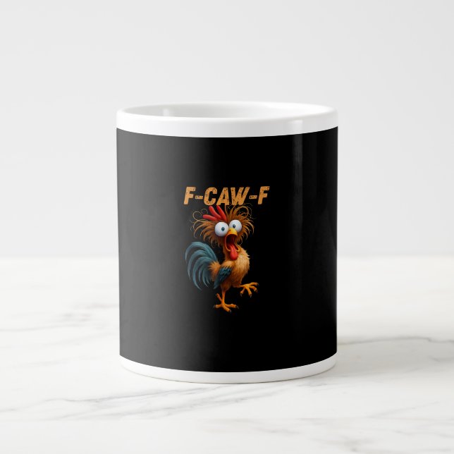 Funny F-Caw-F Chicken F-Caw-F Chicken Aesthetic Ca Large Coffee Mug (Front)