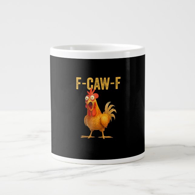 Funny F-Caw-F Chicken F-Caw-F Chicken Minimal Clea Large Coffee Mug (Front)