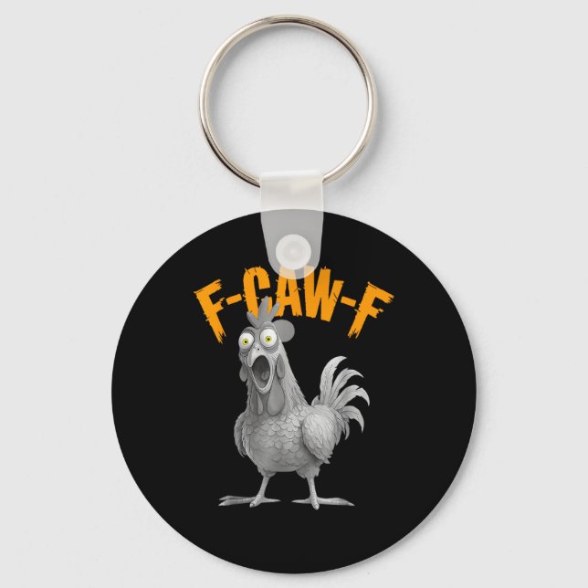 Funny F-Caw-F Chicken F-Caw-F Chicken Retro Classi Keychain (Front)