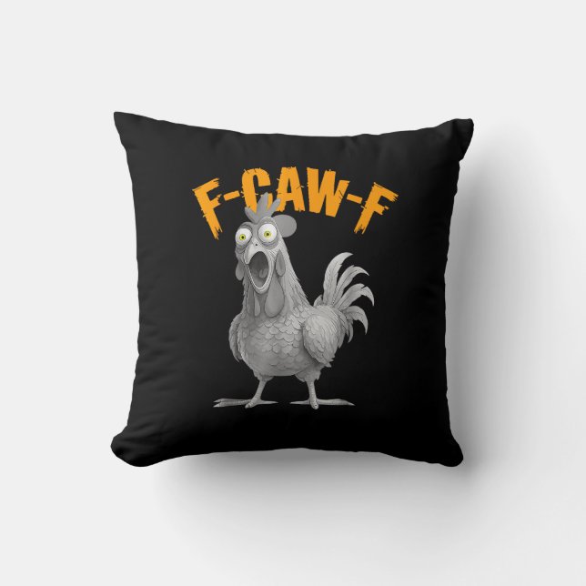Funny F-Caw-F Chicken F-Caw-F Chicken Retro Classi Throw Pillow (Front)