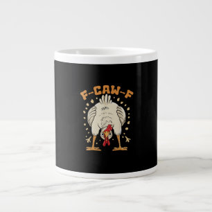 Funny F-Caw-F Chicken F-Caw-F Chicken Vintage Grap Large Coffee Mug