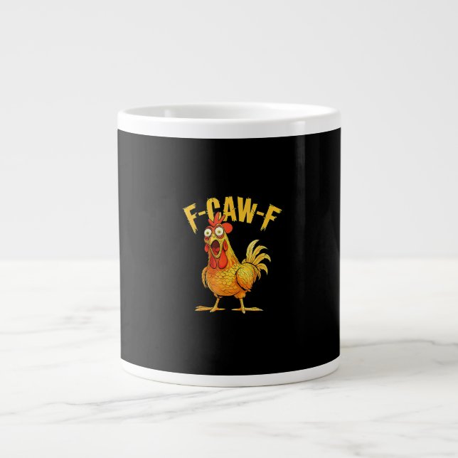 Funny F-Caw-F Chicken – Hilarious Crow Graphic Hum Large Coffee Mug (Front)