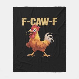 Funny F-Caw-F Chicken Retro Style Fleece Blanket