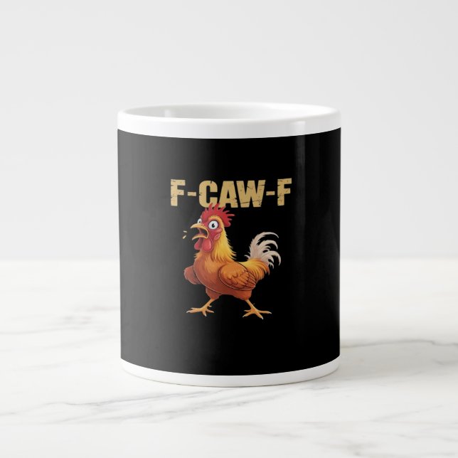 Funny F-Caw-F Chicken Retro Style Large Coffee Mug (Front)